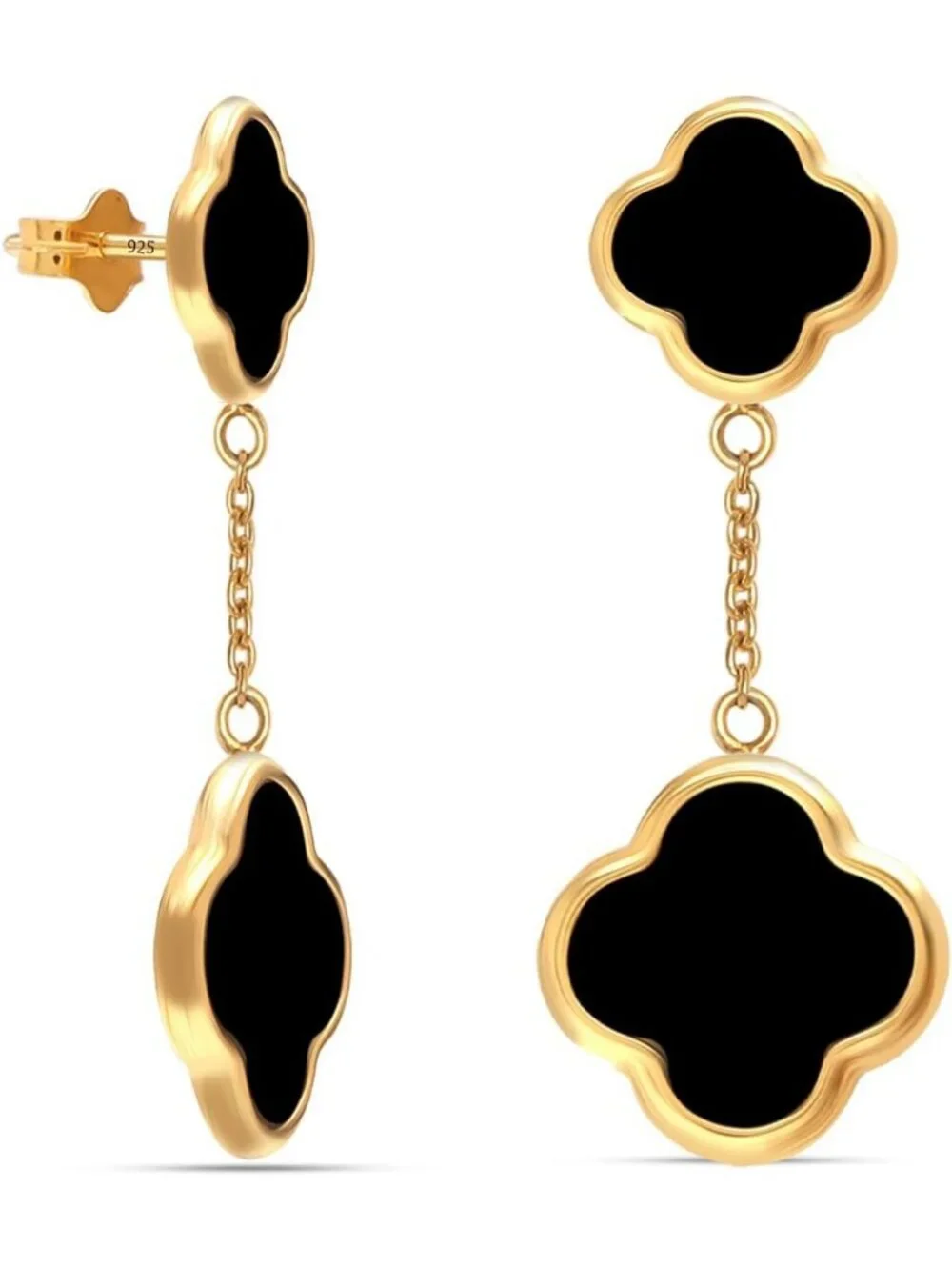Elegant 925 Sterling Silver Mother of Pearl Clover & Stud Drop Earrings for